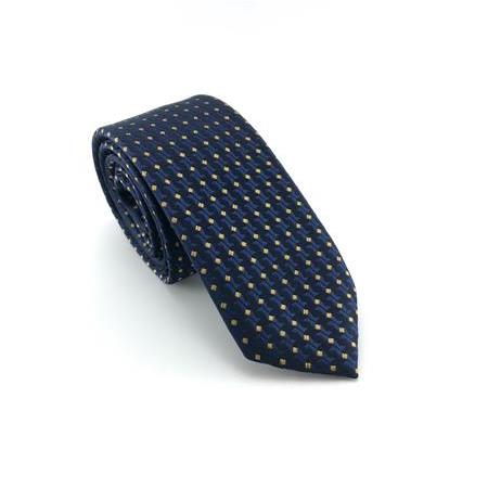 Lacivert Sarı Desenli Slim Kravat