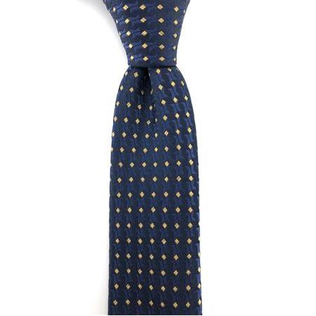 Lacivert Sarı Desenli Slim Kravat