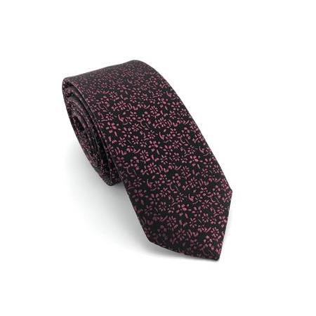 Siyah Açık Bordo Desenli Slim Kravat