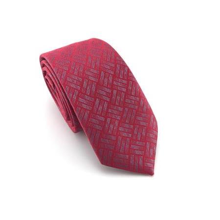 Kırmızı Mavi Desenli Slim Kravat
