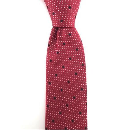 Kırmızı Siyah Puantiyeli Slim Kravat
