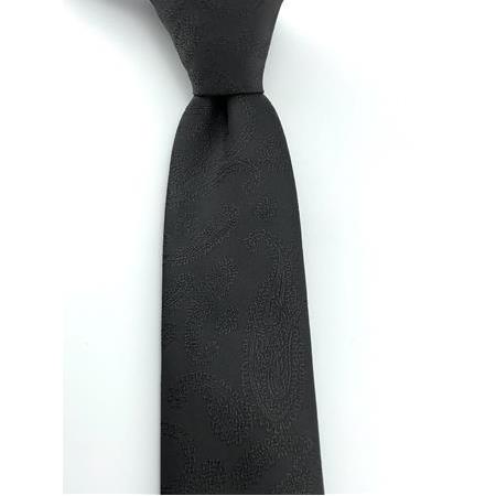 Siyah Şal Desen Slim Kravat