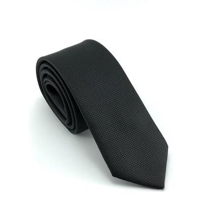 Siyah Düz Oxford Desen Slim Kravat