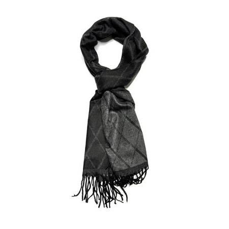 Siyah Gri Çizgi Desenli Atkı Kaşkol PK2244